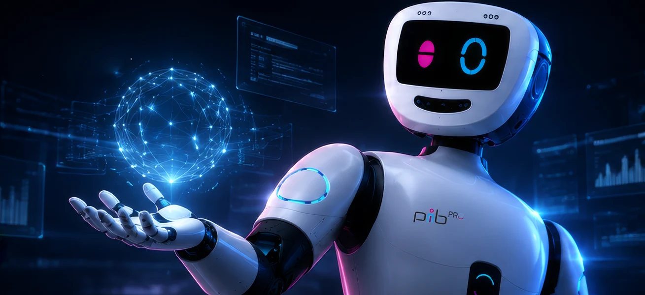 pib.Pro mit leuchtender holografischer KI-Sphäre